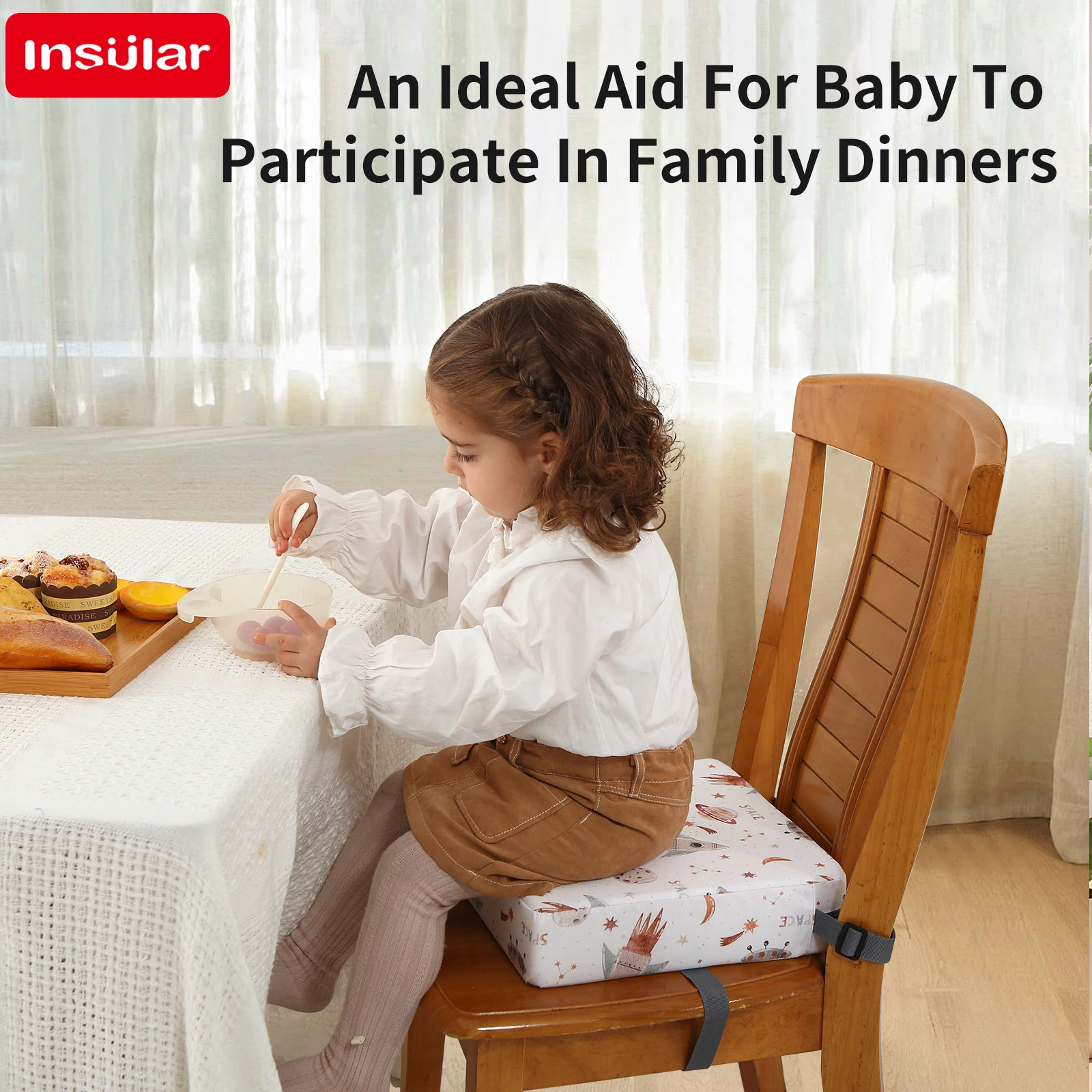 Novas crianças ventiladas almofada de assento de cadeira alta antiderrapante impermeável seguro e confortável cadeira de jantar do bebê almofada de reforço para crianças