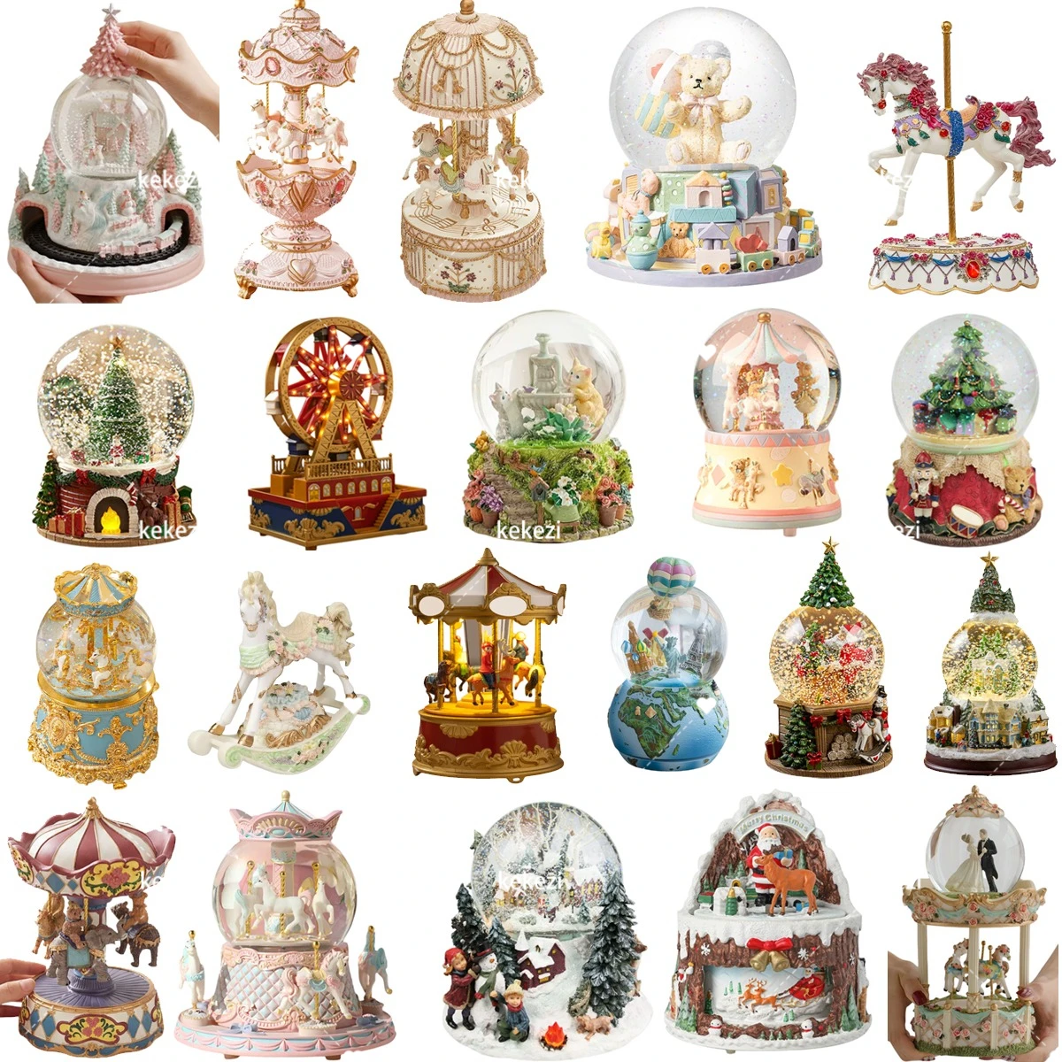 Snow Globe Musical - Karussell Spieluhr Schneeball Musik Schneekugel Neujahr