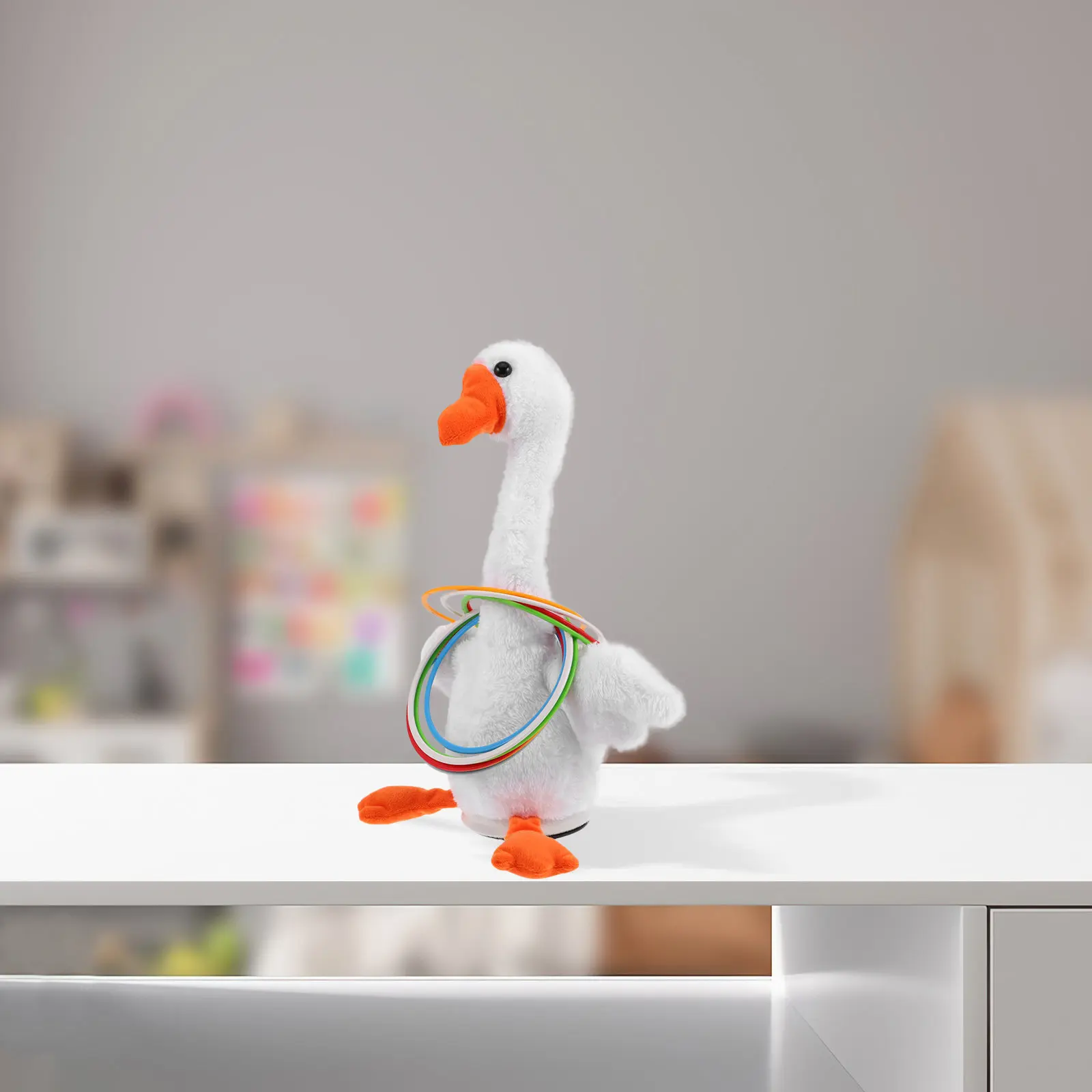 

1Set Cartoon Goose Shaped Electric Tossing Ring Set for Kids Toddlers Hand Eye Coordination Interactive Throwing Game