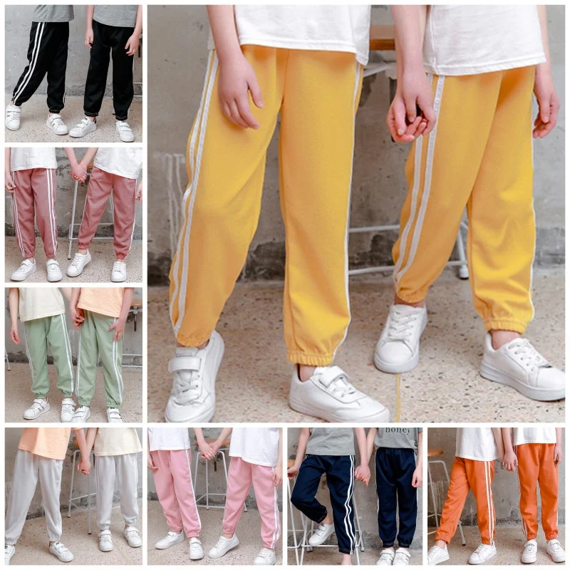 【LF】Kids Jogger Pants 100-150cm Boys Girls Sports Style Trousers Children Anti-Mosquito Long Pants for Spring Summer