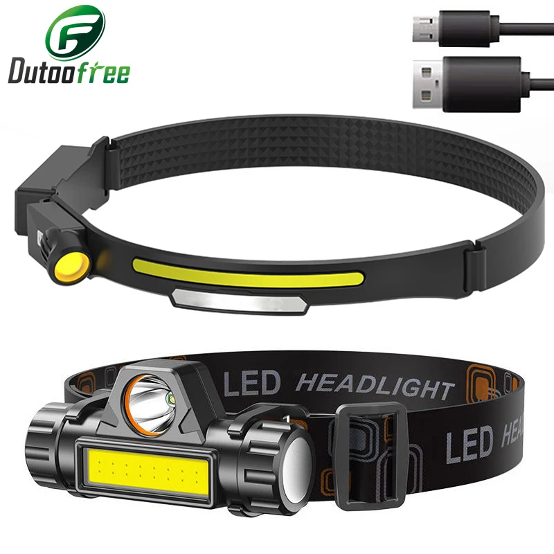 Powerful Induction COB LED Headlamp USB Rechargeable Head Flashlight Work light Outdoors Camping Search Light Fishing Head Torc