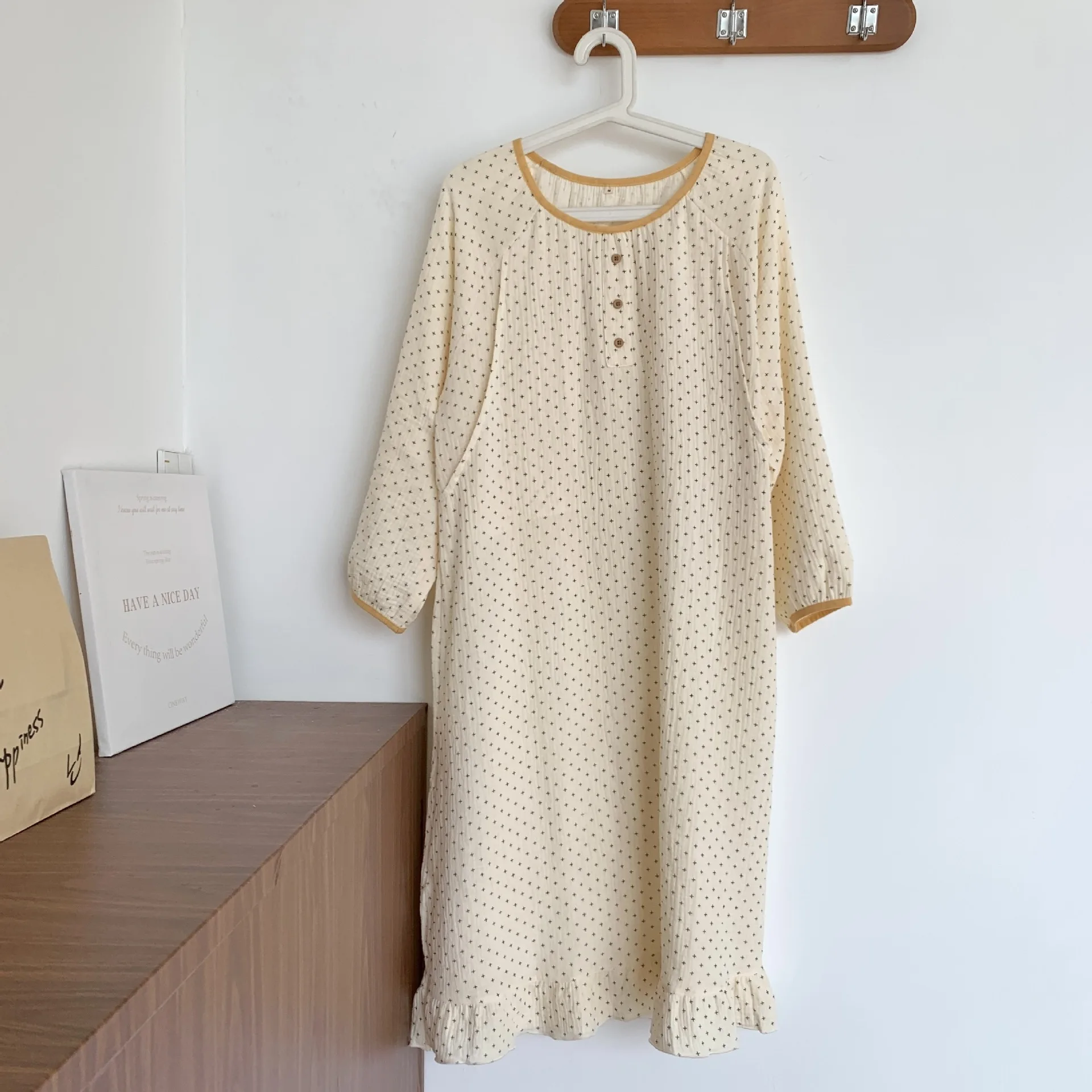 2023 Autumn New Maternity Clothes Nightgown Woman Pure Cotton Long Sleeve Pajamas Dress For Pregnant Women Floral Sleepwear