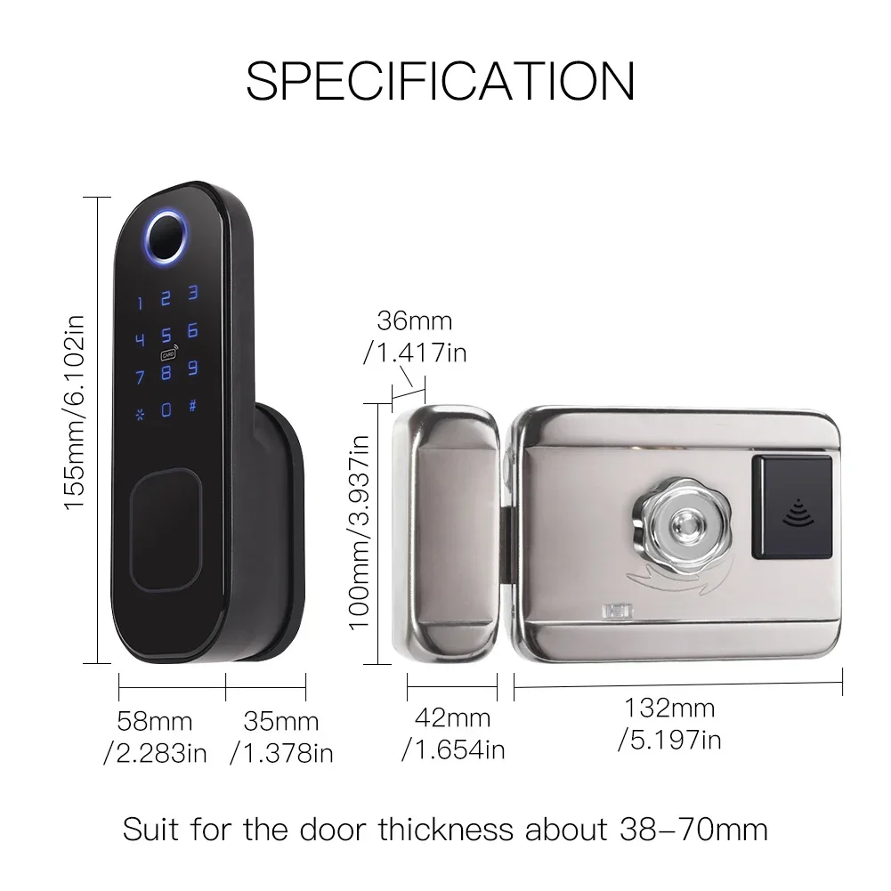 MOES-Tuya Smart Door Fingerprint Lock, Digital Door Lock, senha do suporte, Casa, Segurança do Hotel, Wi-Fi