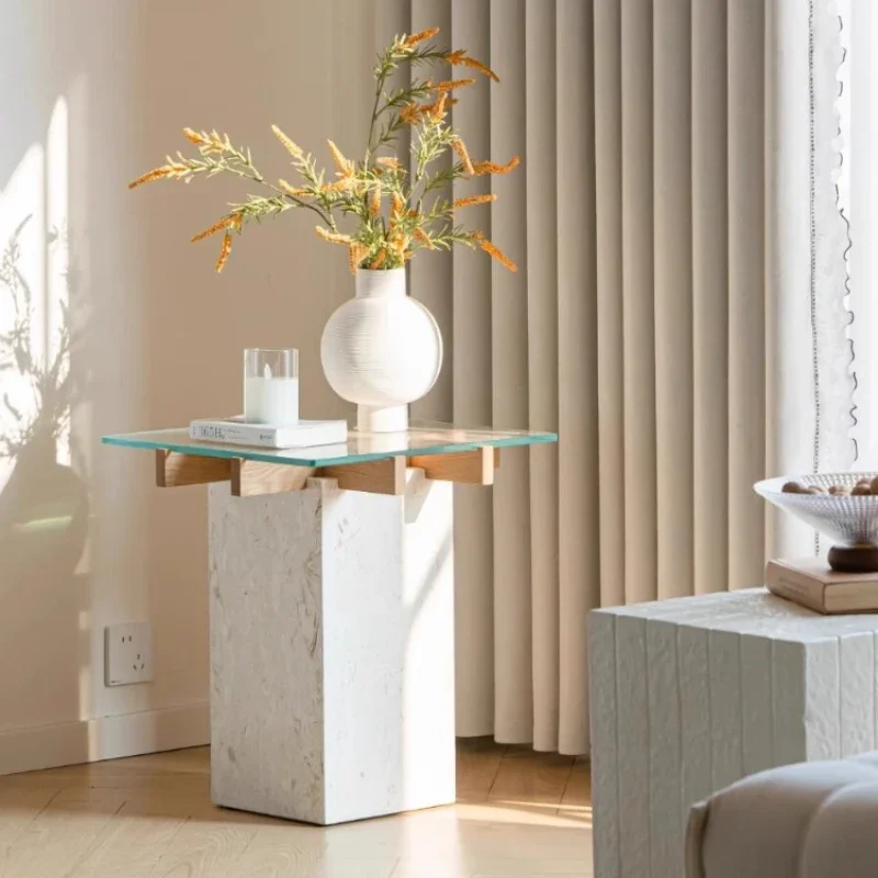 

Walnut Travertine Coffee Table Living Room Transparent Minimalist Nordic End Tables Small Stone Black Stolik Kawowy Furniture