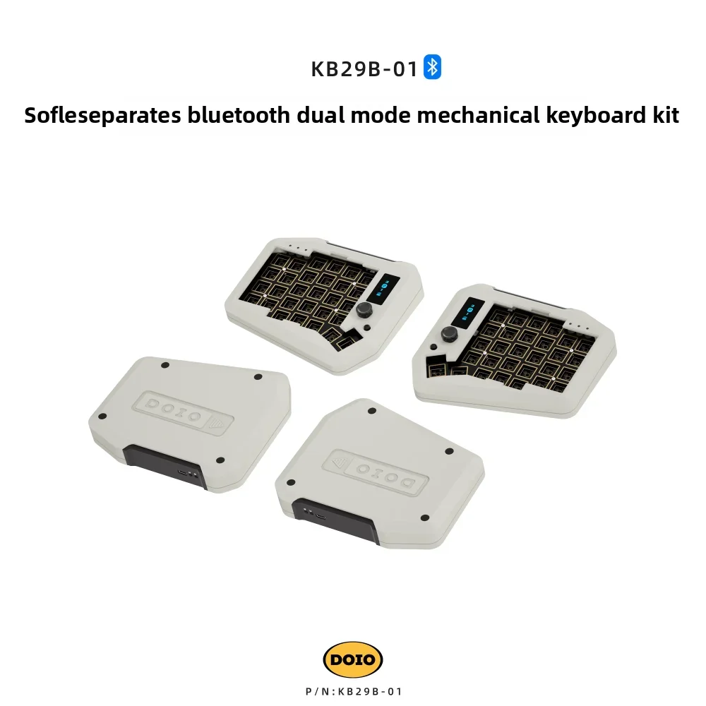 DOIO KB29B sofle left and right split CNC aluminum lump bluetooth mechanical keyboard full key hot swap ergonomic design custom