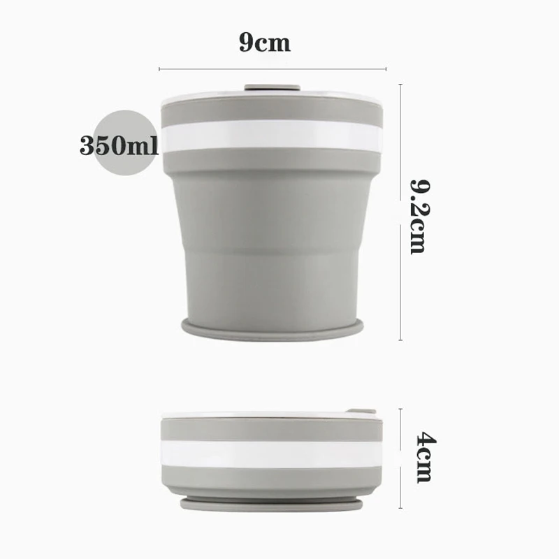 Dormin Collapsible Silicone Coffee Mugs, Travel Folding Cup, BPA Free Food Grade, Drinking Water Mug, Tea Cups, Drinkware, 350ml