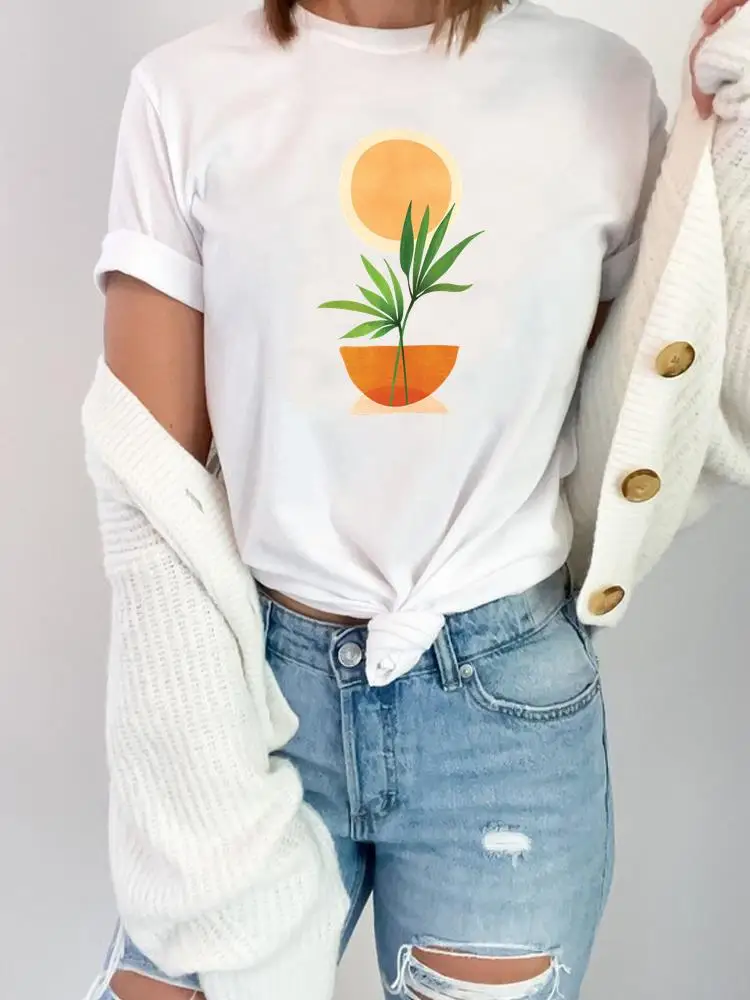 Plant Mooie Stijl Trend Leuke T Shirt Korte Mouw Fashion Zomer Kleding O-hals Tee Top Print Vrouwen Kleding Grafische T-shirt