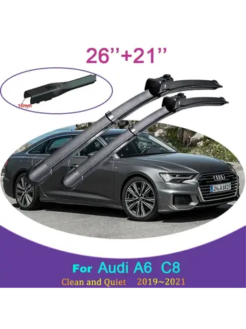 Audi A6 C8 2019 2020 2021 고무 와이퍼 스노우 스크래핑 블레이드 프레임리스 사일런트 프론트 윈드 실드 브러쉬 자동차 액세서리