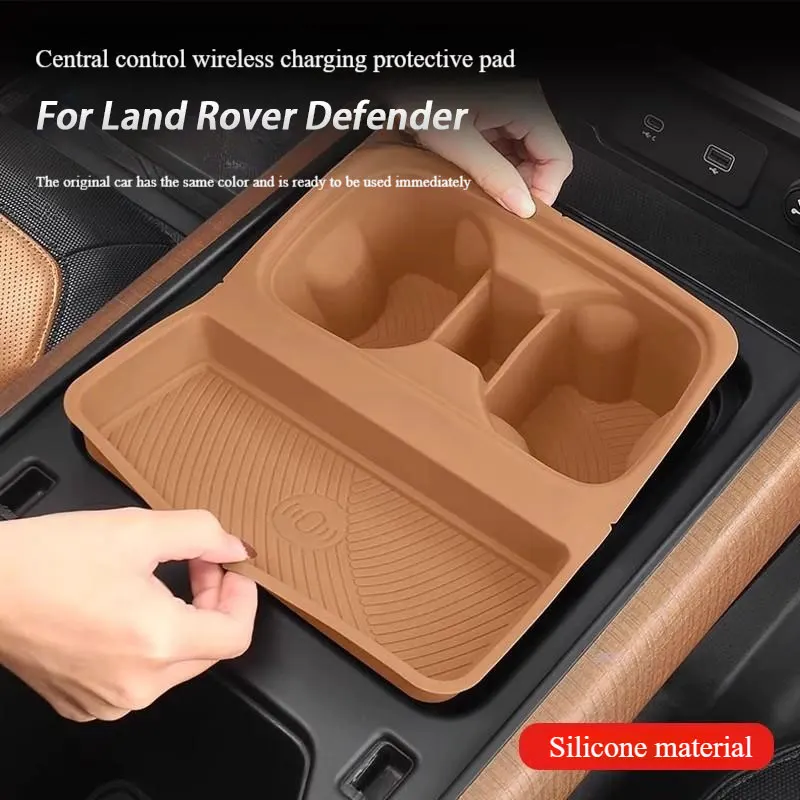 

For Land Rover Defender 90 110 2022-2024 Car Modified Central Control Wireless Water Cup Holder Silicone Non-slip Storage Pad