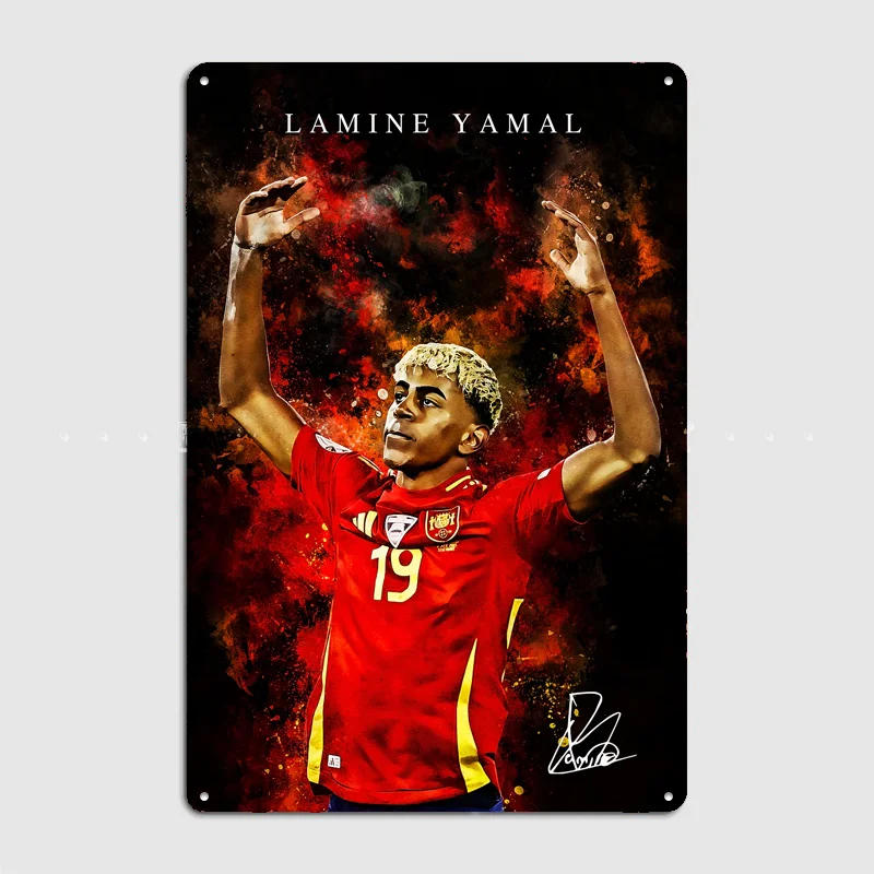 Lamine Yamal Football Player Poster Metal Posters Living Sign Indoor Outdoor Room Decoration Home Bar Decor Wall Decor