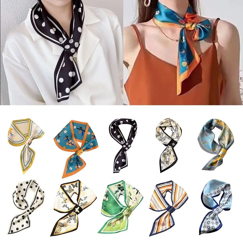 Fashion Sunscreen Silk Scarf Snap Fastener Thin Bib Neckerchief Neck Warmer Spring Autumn