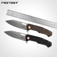 FREETIGER Folding Knife with D2 Steel Blade G10/Micarta Handle Outdoor Camping Hunting Hking Tactical Small EDC Pocket Knives