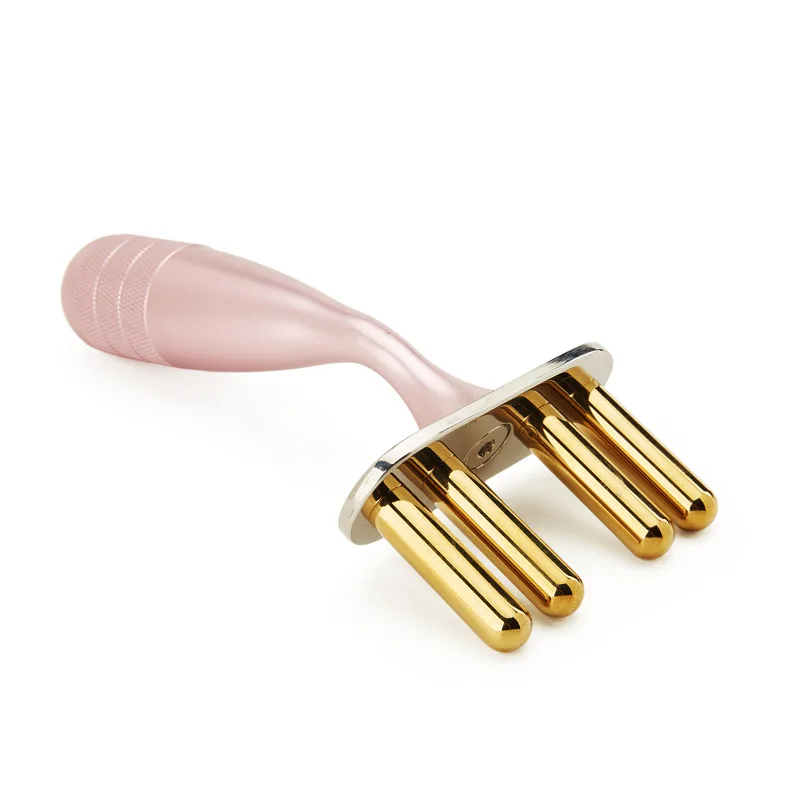 Pink Curved-Handle Magnetic Fork  Discharge Bar Shoulder and Neck Made of Titanium Alloy Lymph Meridian Massage Stick Acid