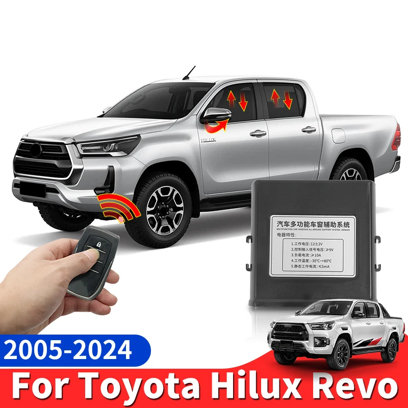 For Toyota 2005-2024 Hilux Revo Window Closer Module Rearview Mirror Folding 12V Remote Control Roll Up Upgraded Accessories