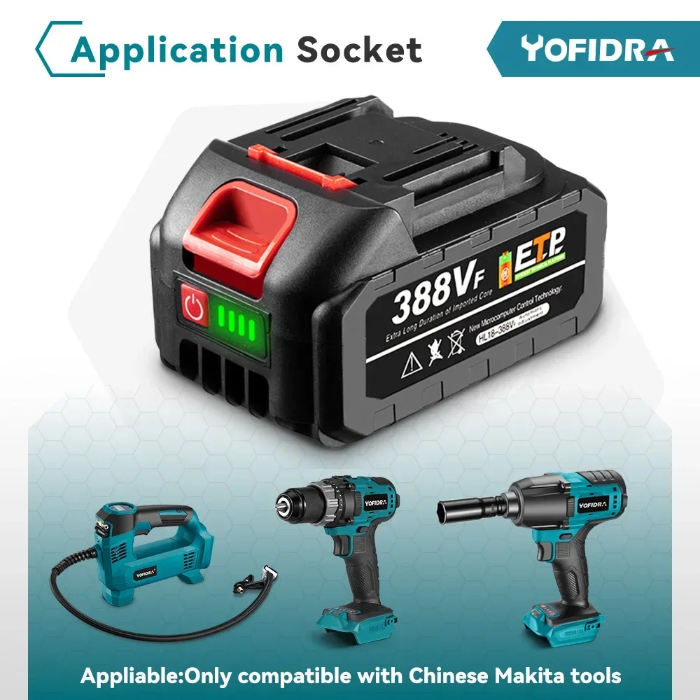 Batería de litio recargable de 18V enchufe europeo.388VF 15000mAh.928VF 22500mAh. Indicador de capacidad de la batería. Para taladro eléctrico de