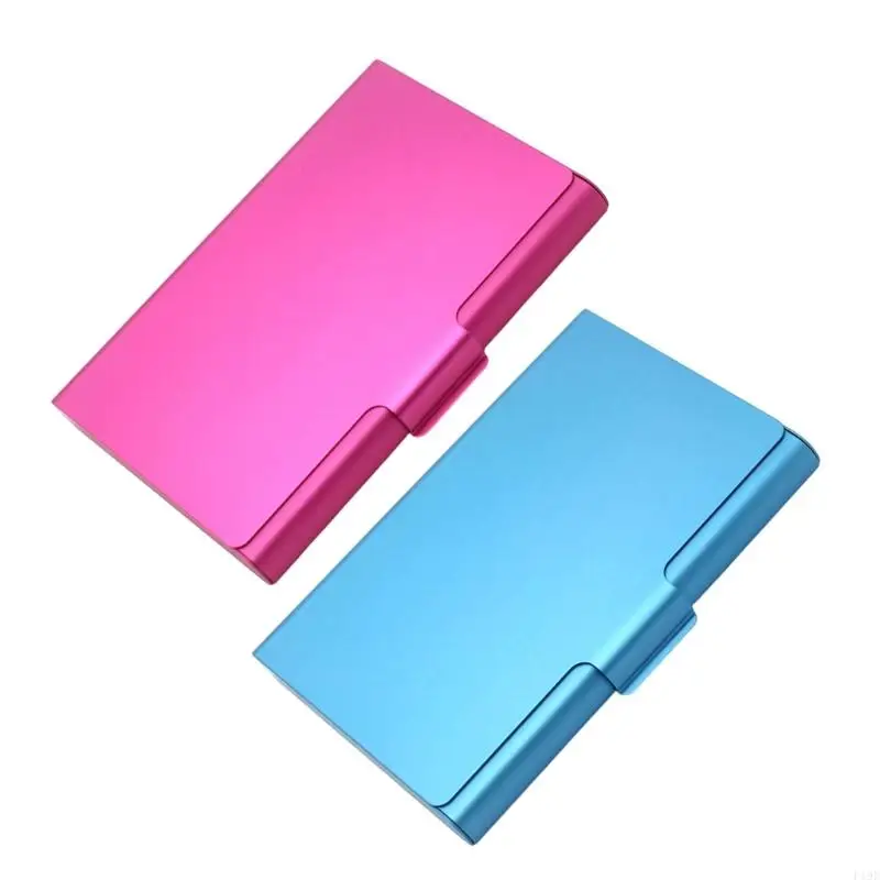 2Pcs Folding Metal Business Card Holders 93x53mm Portable Aluminum Name Card Case For Business Travel Corporate Event F19E