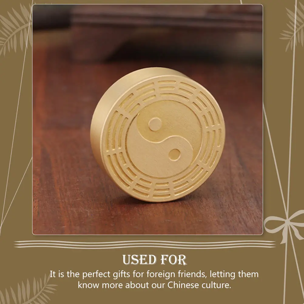 ثقالة الورق النحاسية المستديرة ذات السطح المصقول الناعم ثقالة الورق لسطح المكتب مستلزمات الخط الصيني #4