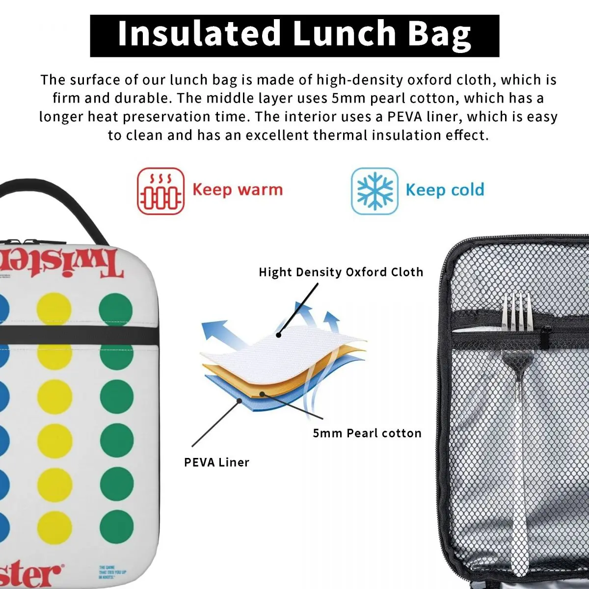 The Twister Game Blanket Insulated Lunch Bag for Women Children Leakproof Food Boxes Thermal Lunch Box Tote