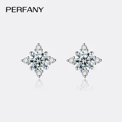 PERFANY 0.5/1CT Moissanite Earrings for Women S925 Pure Silver Four Claw Star GRA Certified Diamond Earrings Party Jewelry