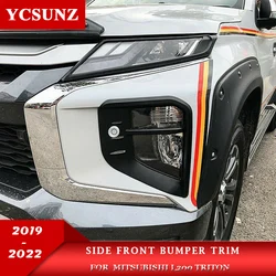 Chrome Side Front Bumper Lower Upper Trim For Mitsubishi L200 Triton MR 2019 2020 2021 2022 Car Accessories Double Cabin