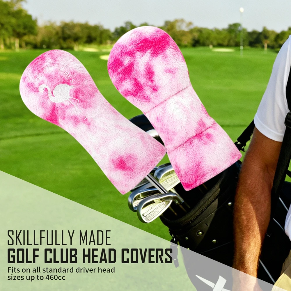 Nuevas Fundas para Palos de Golf: Fundas de Felpa Bordadas con Flamencos para Driver, Fairway Wood y UT, Fundas para la Cabeza del Palo