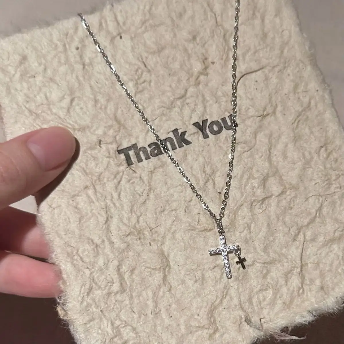 Fashion Simple Stainless Steel Cross Necklaces for Women Luxury Design Metal Zircon Clavicle Chain Choker Jewelry Birthday Gift