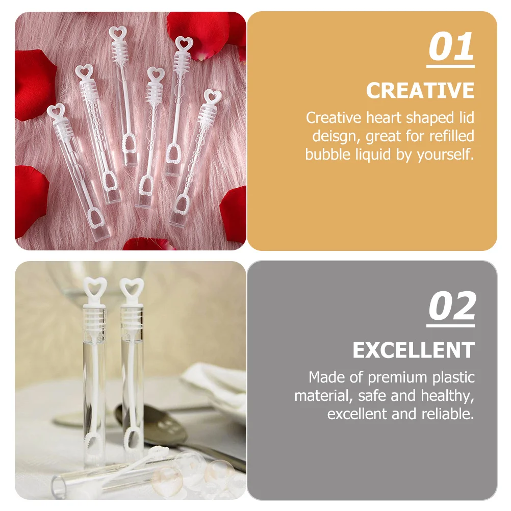 24 stks Bubble Wands Transparante Lege Bubble Wands Voor Kids Party Zwembad Outdoor Festival Gift Hartvorm Plastic Bijgevulde Wand