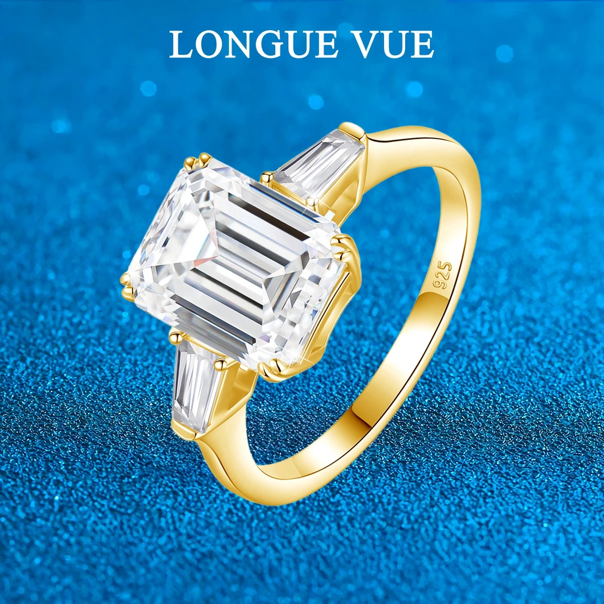 

5 Carat Emerald Cut Moissanite Rings for Men Women 925 Sterling Silver D Color VVS1 Lab Diamond Wedding Band Engagement Gift