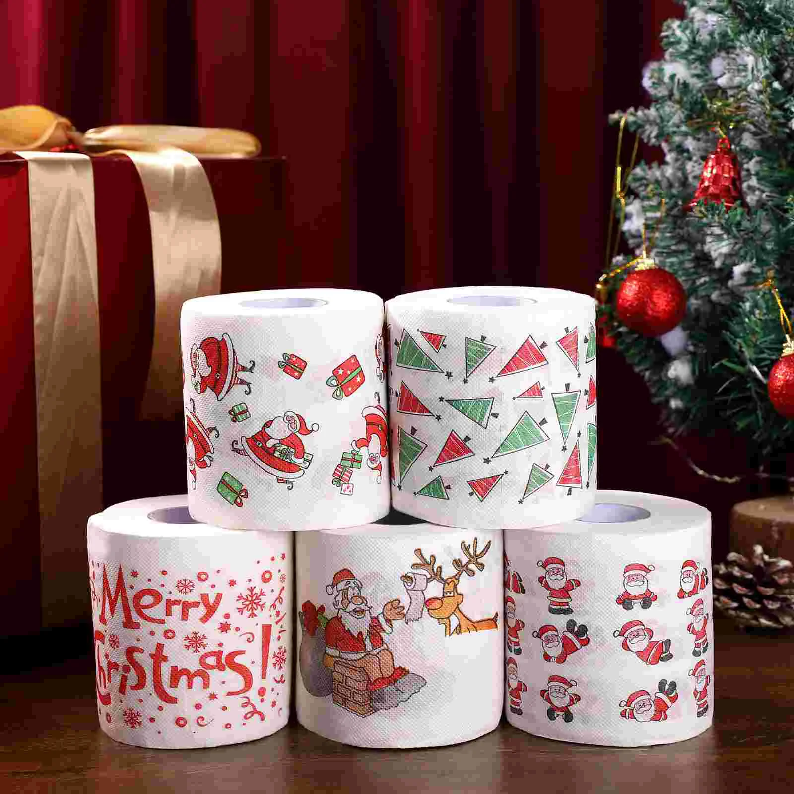 Papier toilette de Noël, cadeaux pour bas de Noël, décorations en tissu