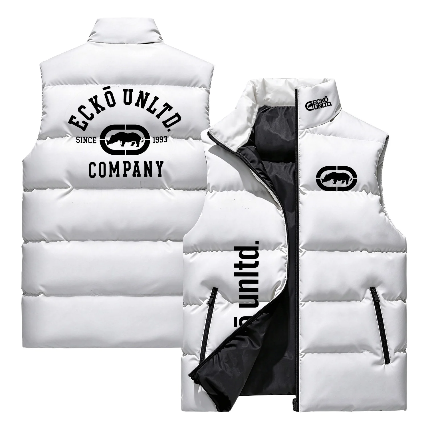Ecko Ultra Logo Men's Simple Sleeveless Tank Top Jacket Zipper Open Coat Fashion Street Style Neutral Warm Tank Cotton Clothes