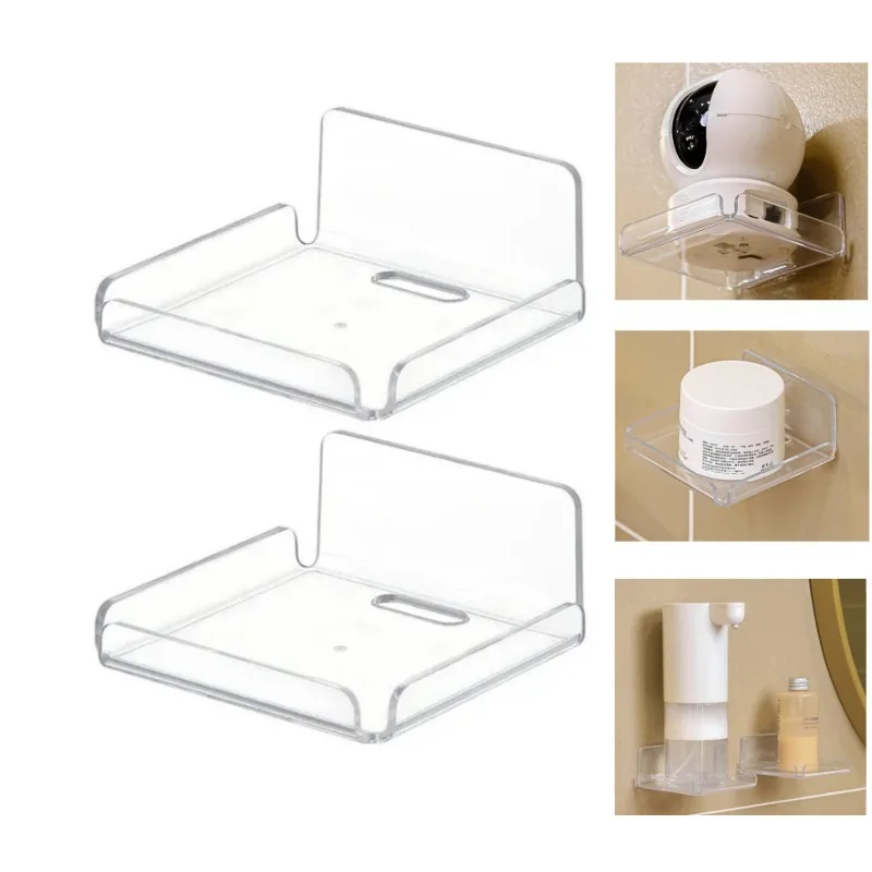 Schwimmende kleine Wandregale aus Acryl, universelles selbstklebendes Regal, einfach zu installieren, ohne Bohren, für Überwachungskameras, Router, Babyphone