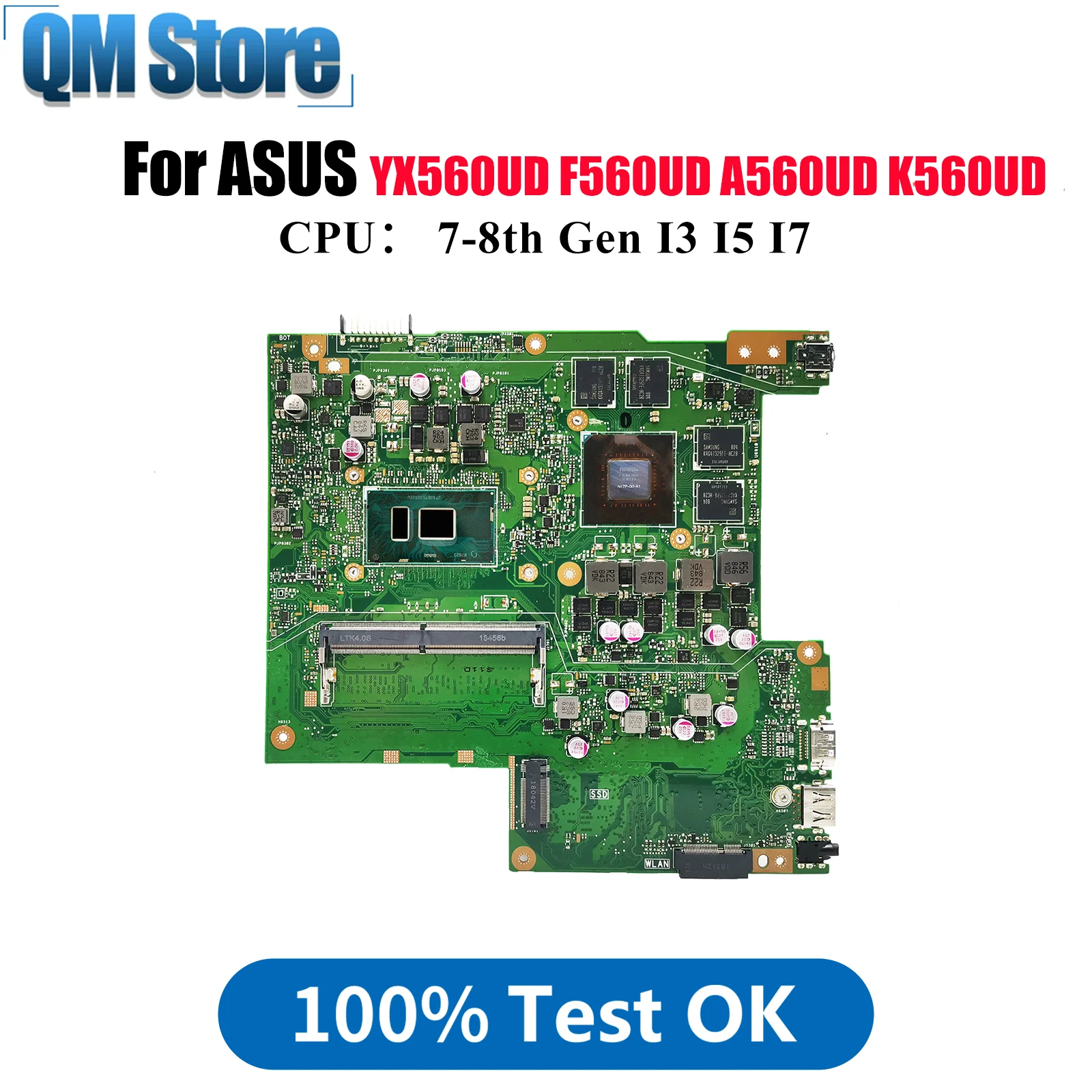 

X560UD Материнская плата для ноутбука ASUS VivoBook X560U F560UD K560UD YX560UD A560UD X560UD Материнская плата с процессором I3 I5 I7 100% тест ОК
