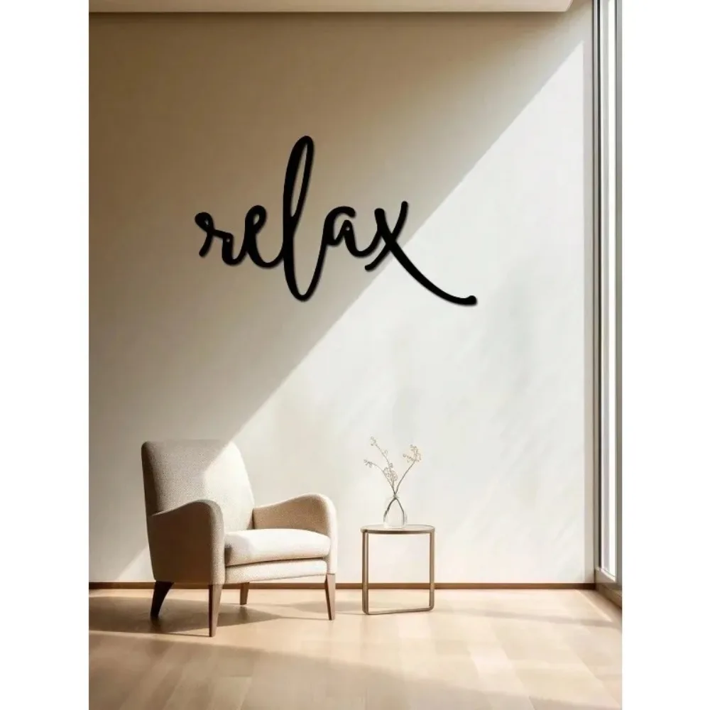 Black Iron Relax Wall Art Metal Hanging Sign Modern Bathroom Decor Rustproof Gift Ornament