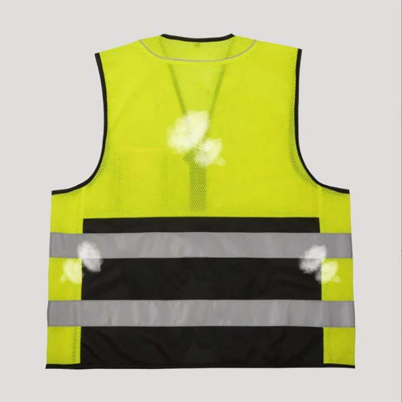 Yellow Black Hi Vis Workwear Vest Two Tone Safety Vest Reflective Security Mesh Vest for Men Construction Work Wear Size S-3XL