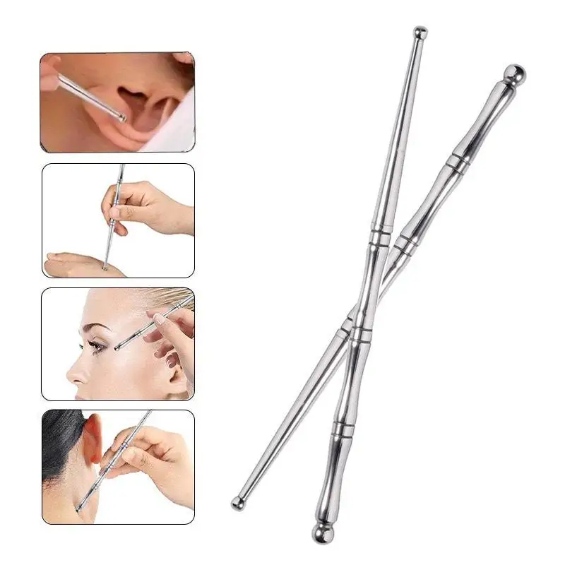1/3 Pcs Acupuncture Double Head Face Ear Massage Tool Steel Acupressure Pen Ear & Body Acupoint Probe For Muscle Soothing
