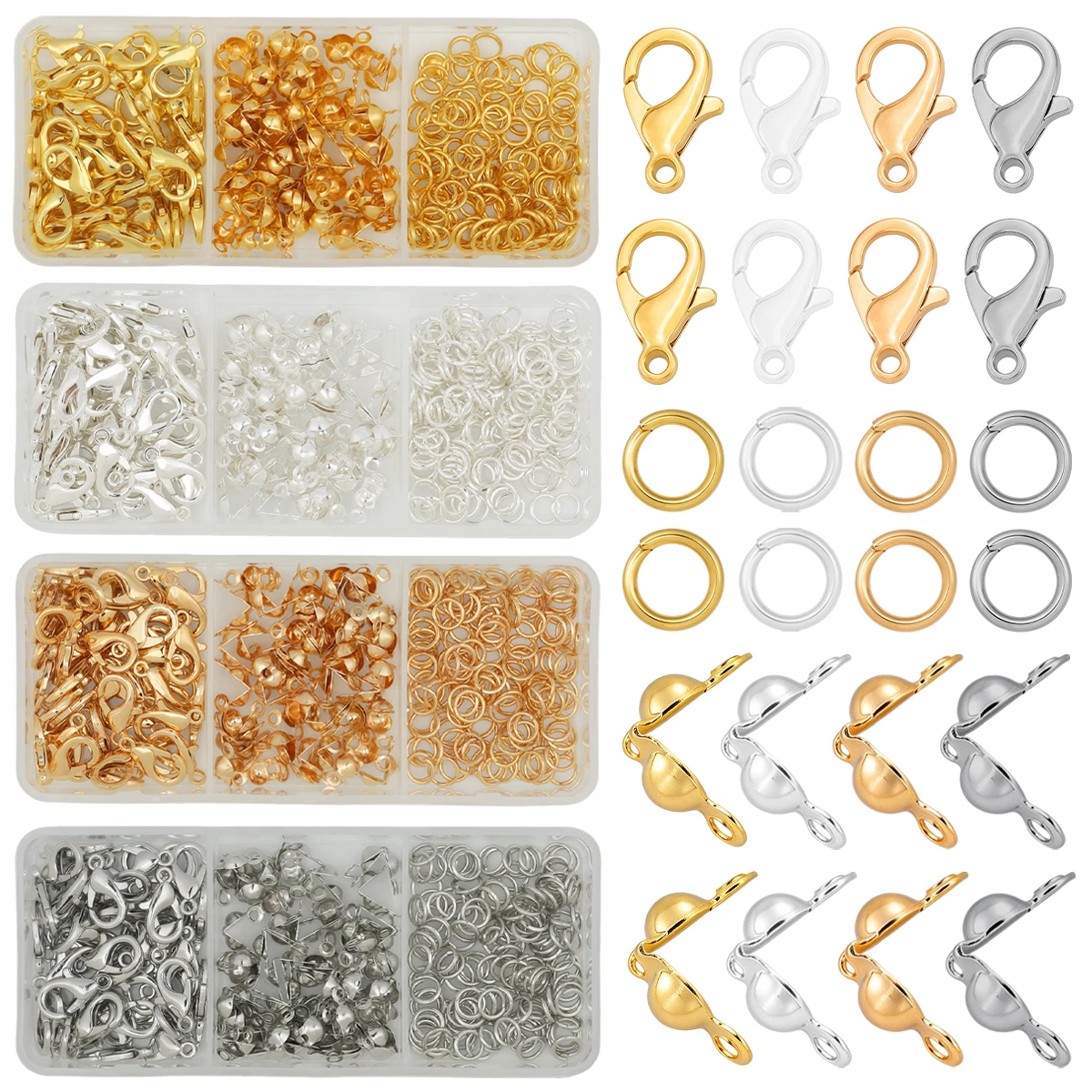 Alloy 200pcs Lobster Clasps 50 Bag Clasps 50 Closed Rings100 Spacer Loose Beads Jewelry Making DIY Bracelets Necklaces Accessori