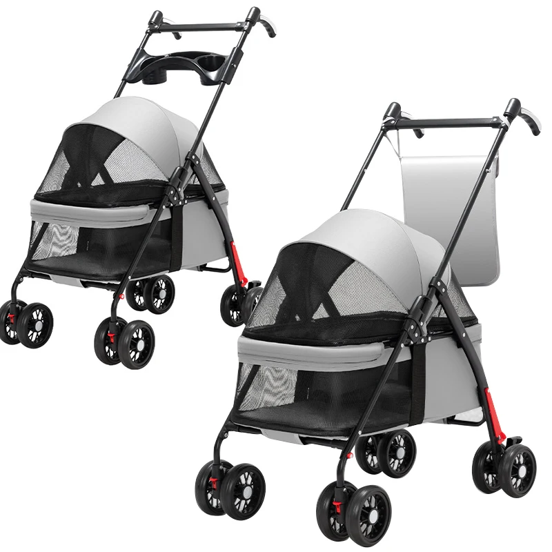 

Pet Stroller for Small Dogs Detachable Travel Stroller for Cats One-button Folding for Independent Storage Two-purpose Stroller
