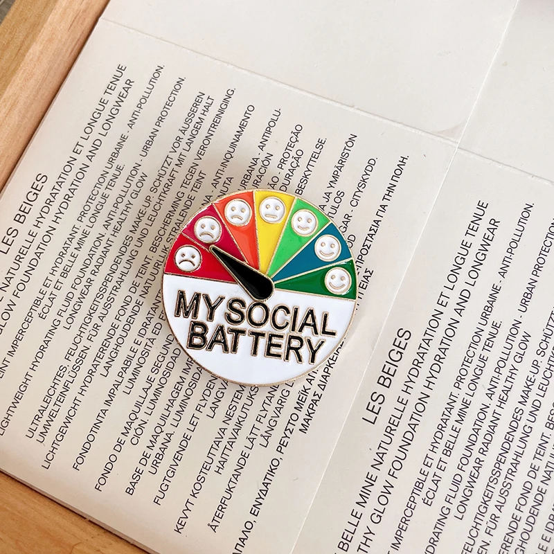 Broche de Energía para Cambiar el Estado de Ánimo para Mujeres y Hombres, Insignia de Batería Social, Broches de Expresión para Ropa