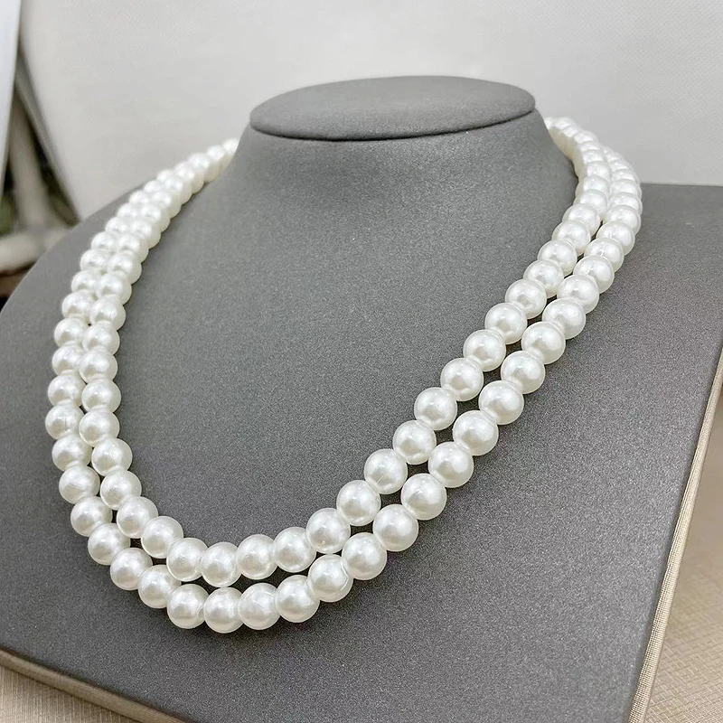 fnaf 2 rupee item Y2k Pearl Necklaces Women Electro Galvanized Collares Girl 2 Layer White Pearl Beads Choker Necklace 목걸이