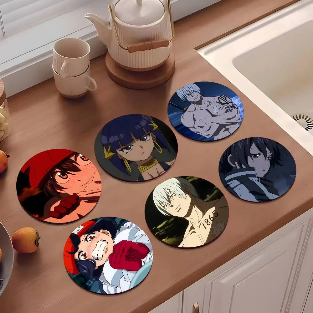 1pc Anime Undead Unluck Wooden Coaster Colour Printing Cup Mat Home Desk Decoration Gifts
