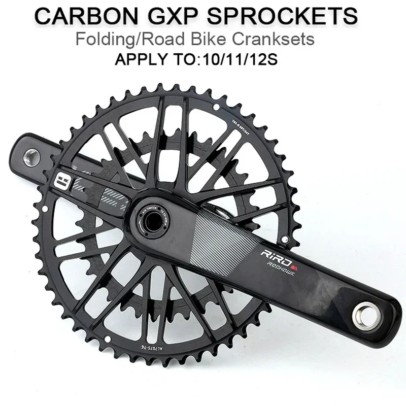 RIRO Carbon Crankset for GXP System Carbon Fiber Road Bike Crankset 50-34T 53-39T Folding Bicycle Crank Set 10/11/12S 105 Crank