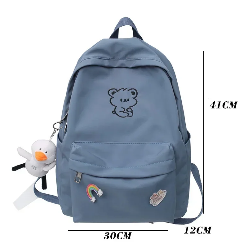 Girls School Bags for Teen Cute Cartoon Middle Student Schoolbag Nylon Backpack Women