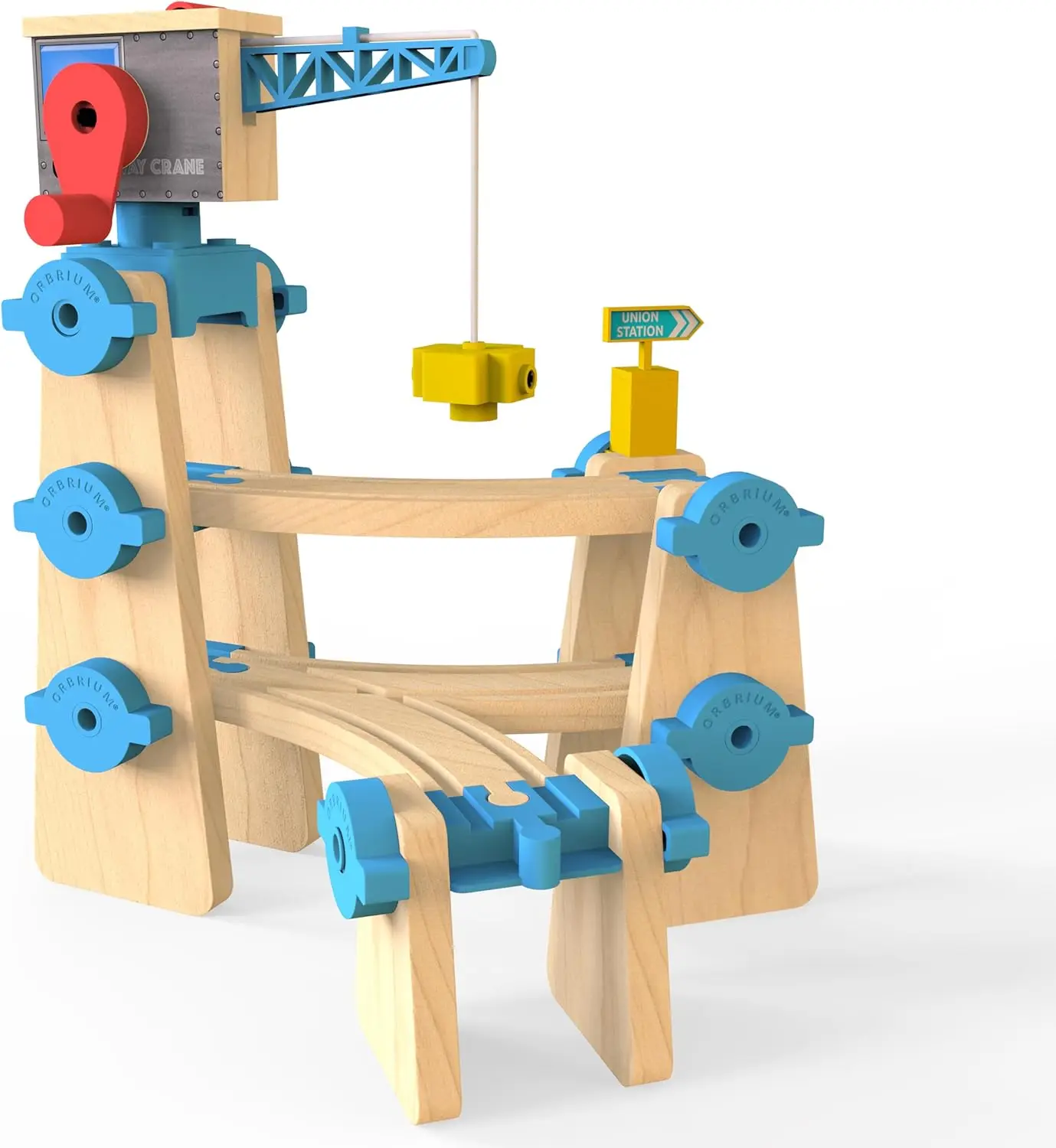 Set Konstruksi Bangun & Main - Sistem Kereta Api Kayu Modular STEM, Kompatibel dengan Semua Merek Utama (Paket # 3 (115 Pcs) - Bangun