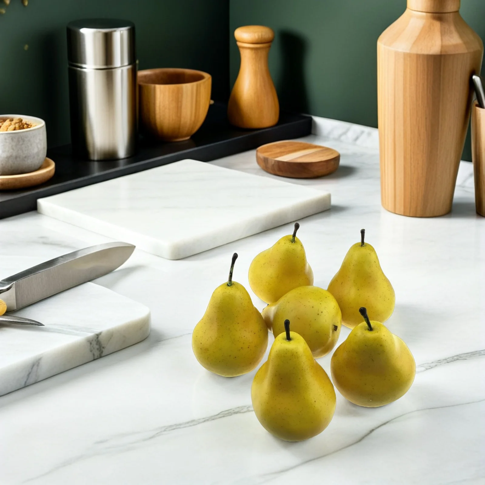 

6Pcs Pear Adornment Realistic Simulation Fruit Decor for Indoor Outdoor Home Decoration Garden Theme Party Supplies Artificial