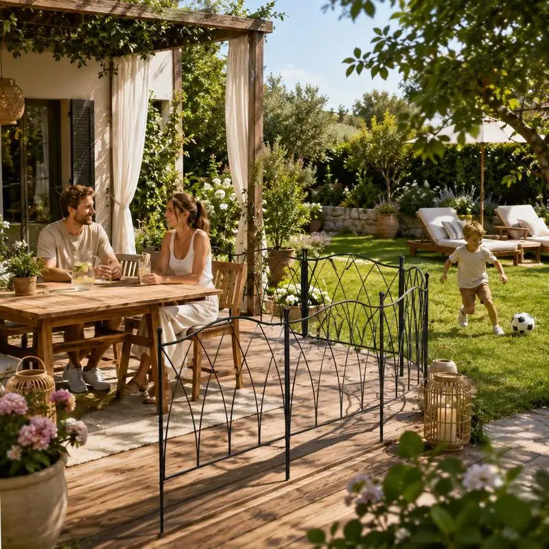 Lot de 5 clôtures décoratives de jardin en métal noir - 305 x 62 cm noir