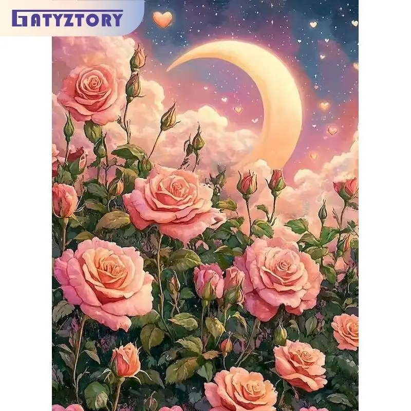 

GATYZTORY DIY Frame Coloring By Number Flowers Kits Handpainted Picture By Number Drawing On Canvas For Adults Home Decor