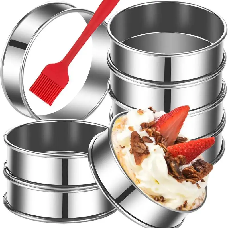 6PCS Crumpet Baking Rings Rust Proof Food Grade Stainless Steel Nonstick Reusable Molds for Daily Baking Needs