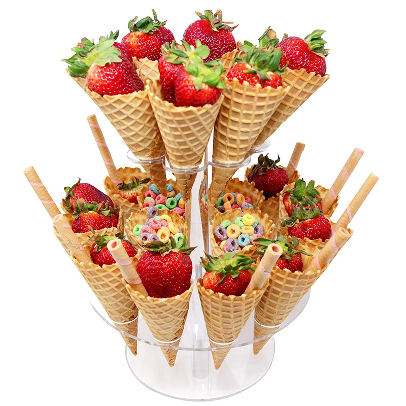 1 pçs 16/24 buracos acrílico sorvete cone titular cupcake pipoca rack festa de casamento buffet expositor utensílios de mesa ao ar livre