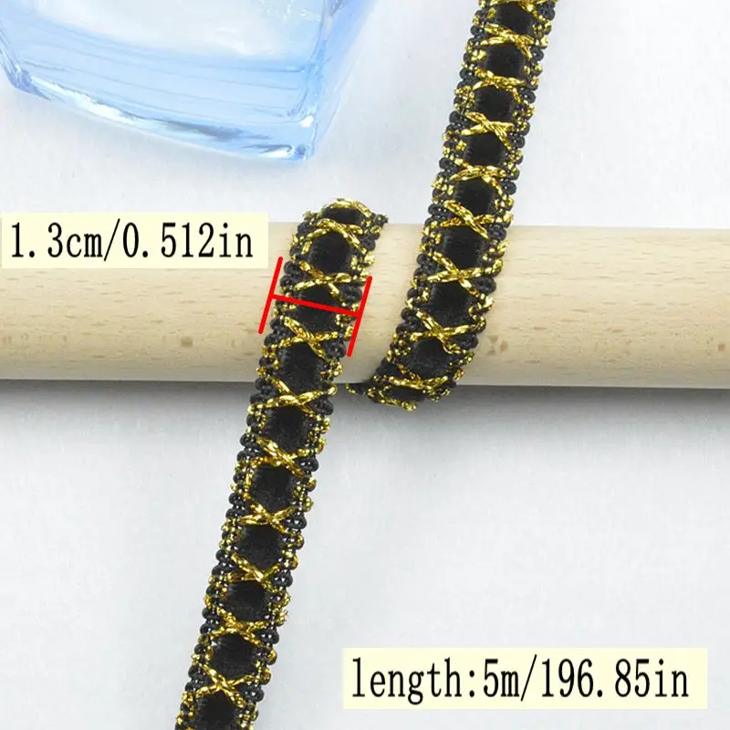 5Meters/196.85In Each Pack New Clothing Accessories Lace Supplies Intimates Exquisite Headwear Accessories Curved Edge Velvet with Lace