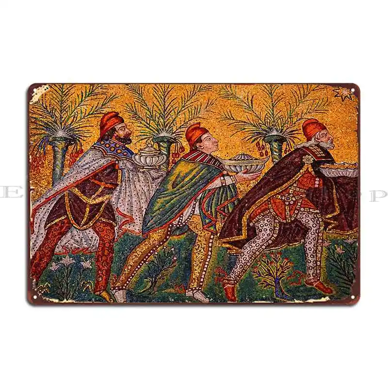 The Three Kings Byzantine Mosaics Ravenna Metal Plaque Design Create Printed Kitchen Wall Decor Tin Sign Poster